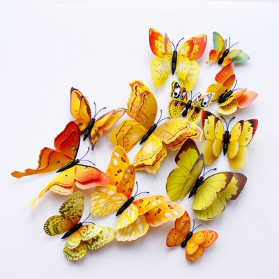 Živá Zeď Barevní 3D Motýlci Žlutí 6 - 12 cm – Zboží Mobilmania