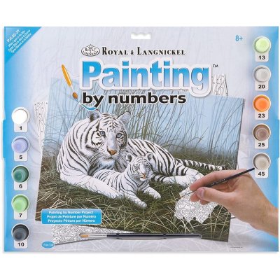 Royal Malování podle čísel Bílý tygr s mládětem