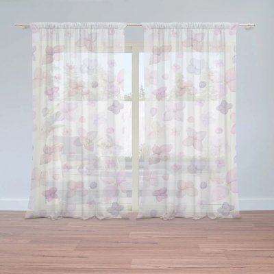 Sablio Záclony Fialové květy: 2ks 150x250cm – Hledejceny.cz