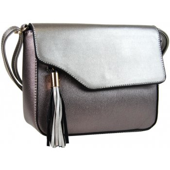 Podélná crossbody kabelka s ozdobou F008 stříbrná