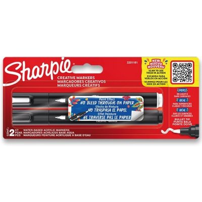Sharpie Acrylic Marker Bullet 2201181 akrylový popisovač sada 2 barvy černá a bílá – Zboží Živě