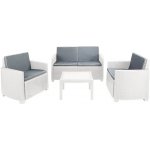 Progarden Zahradní ratan set Arena Bianco pohovka + 2 křesla + stůl + polstry bílá – Zboží Dáma