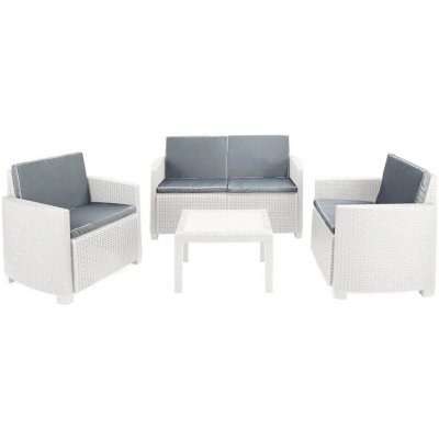 Progarden Zahradní ratan set Arena Bianco pohovka + 2 křesla + stůl + polstry bílá – Zboží Dáma