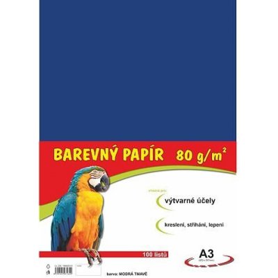 Barevný papír A3 80gr. tmavě modrý 100 listů – Zboží Dáma