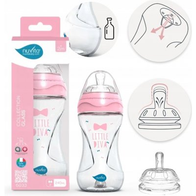 Nuvita lahvička Glass/Pink 240ml – Hledejceny.cz