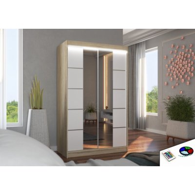 ADRK Furniture Genua 120 White+Sonoma se zrcadlem – Zbozi.Blesk.cz