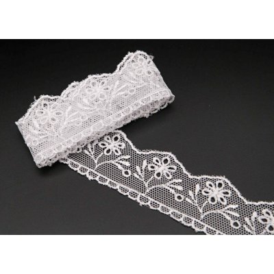 Vyšívaná krajka - bílá - šířka 3,2 cm – Sleviste.cz