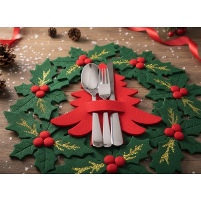 Mybesthome Vánoční prostírání pod příbory CHOI ČERVENÁ 20x20cm – Zbozi.Blesk.cz