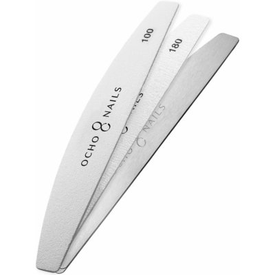 Ocho Nails půlměsícový pilník s kovovým jádrem + papíry 100/180 20 ks – Zboží Dáma