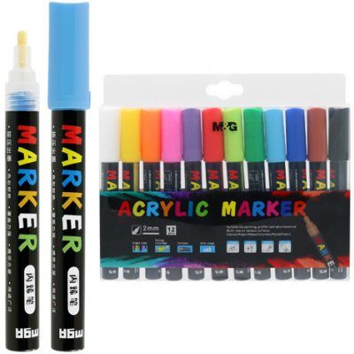 M&G popisovač akrylový acrylic marker 2 mm sada 12 ks 452692 – Zboží Dáma