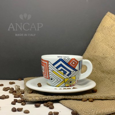 dAncap s podšálkem cappuccino Arlecchino kosočtverce 190 ml