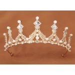 B-Top pozlacená korunka do vlasů s krystaly a perlami TS-J3030 – Zboží Dáma