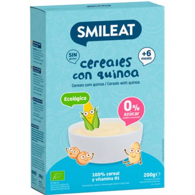 Smileat BIO dětská kaše 4 druhy cereálií bez lepku s quinoou a vitaminem B1 200 g – Zboží Dáma