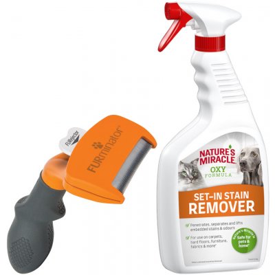 FURminator deShedding Tool M krátkosrstá plemena šířka hřebenu 6,1 cm + odstraňovač skvrn a zápachu 709 ml – Zboží Dáma