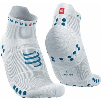 Compressport Pro Racing Socks v4.0 Run Low White/Fjord Blue