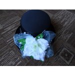 Cylindr černý - sv. modrá organza a bílá růže – Hledejceny.cz