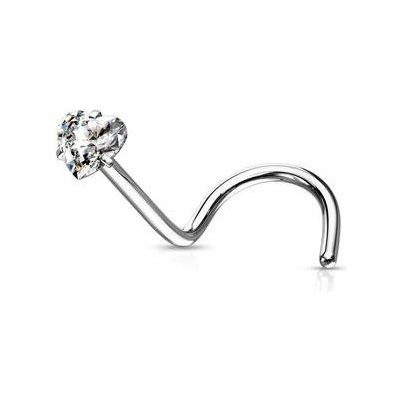 Šperky4U zahnutý piercing do nosu srdíčko N0139C – Zboží Dáma