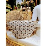 Plážová pletená taška s kytičkovou krajkou Beach Bag Flower 54x24x30cm – Hledejceny.cz