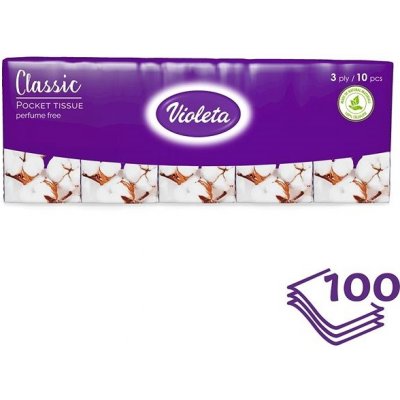 Violeta Classic kapesníčky 3-vrstvé 10 x 10 ks – Zboží Dáma