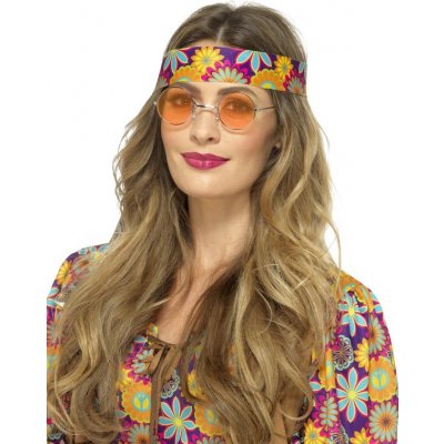 Smiffys Brýle Hippie lenonky oranžové – Zboží Dáma