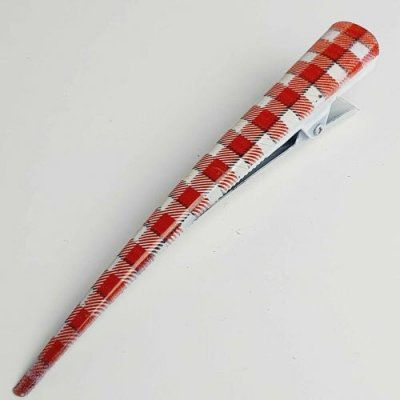 RB-nakuplevne Kovová pineta do vlasů se zoubky červená kostkovaná – 13 cm – Zboží Mobilmania