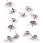 Náušnicová puzeta s kuličkou a zarážkou Ø4 mm z nerezové oceli - platina (6 ks) – Zboží Mobilmania