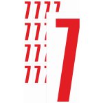 Čísla samolepicí 7 červená samolepící vinylová fólie velikost znaku 200 mm – Zboží Dáma