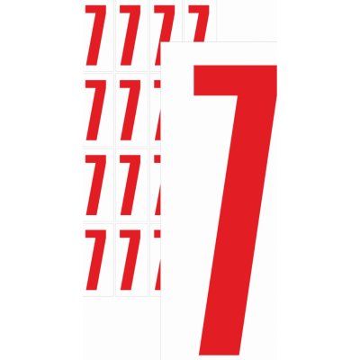 Čísla samolepicí 7 červená samolepící vinylová fólie velikost znaku 200 mm – Zboží Dáma