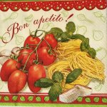 Ubrousek 33x33cm Rajská jablíčka a špagety – Zboží Dáma