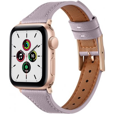 PROTEMIO LEATHER Kožený řemínek pro Apple Watch SE / SE 2022 / SE 2023 (40mm) fialový 67603