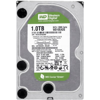 WD Caviar Green 1TB, 7200rpm, SATAII, 32MB, Low Noise, WD10EADS