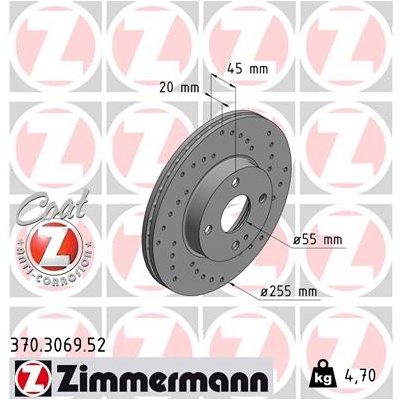 Brzdový kotouč ZIMMERMANN 370.3069.52 | Zboží Auto