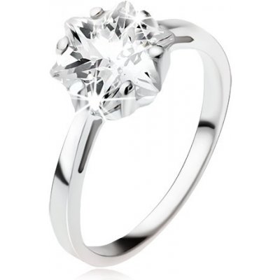 Šperky eshop zásnubní stříbrný prsten 925 masivní čirý zirkon hvězdice SP49.09