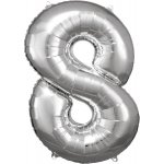 Amscan Balónek fóliový číslice 8 stříbrná 53 x 83 cm