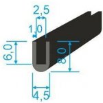 00535008 Pryžový profil tvaru "U", 8x4,5/2,5mm, 70°Sh, EPDM, -40°C/+100°C, černý | Zboží Auto