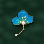 Éternelle Brož ve tvaru květu orchideje s perlou a zirkony B7380-XR15362 modrá – Zboží Dáma