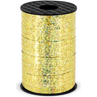 Vázací stuha - zlatá s efektem třpytek - šíře 5mm - návin 225m – Sleviste.cz