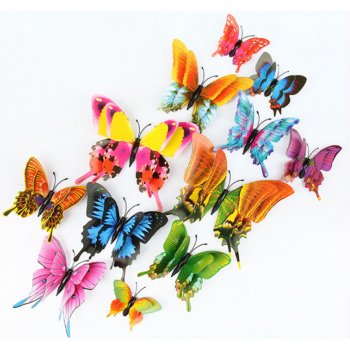 Živá Zeď Barevní 3D Motýlci vícebarevní 6 - 12 cm
