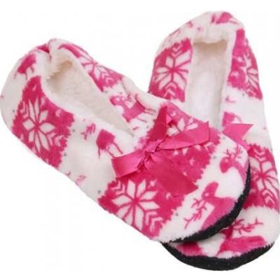 Domácí nazouvací pantofle zimní motiv růžové – Zboží Mobilmania