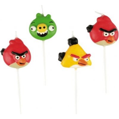 Dortové svíčky Angry Birds, mix motivů 4 ks – Zboží Mobilmania