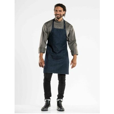 Chaud Devant Kuchářská zástěra s náprsenkou Plain Blue Denim Blue – Hledejceny.cz