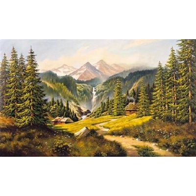 Krajina s vodopádem - 30 x 40 cm – Zboží Dáma