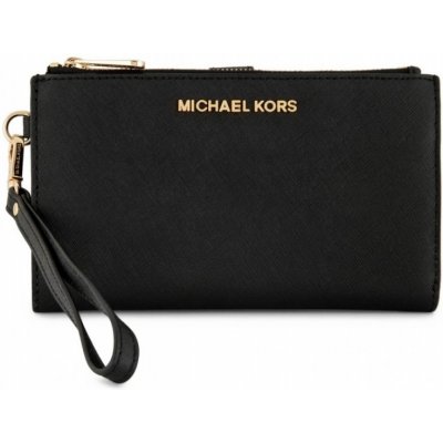 Michael Kors kožená peněženka wristlet saffiano double zip černá