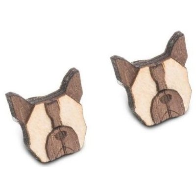 BeWooden dámské dřevěné náušnice French Bulldog EW10 – Zboží Mobilmania