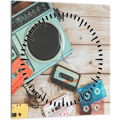 Obraz - Retro rádio (s hodinami), jednodílný 30x30 cm s hodinami – Zboží Mobilmania