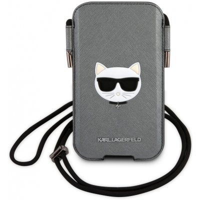 Pouzdro Karl Lagerfeld Choupette Head Saffiano PU Pouch L šedé