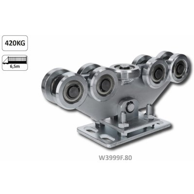 Vozík pro C-profil 80x80x5 mm výškově nastavitelný, 9x ocelové kolečko s ložiskem 6204ZZ, galvanické zinkování – Sleviste.cz