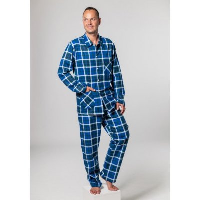 Luiz Jirka pánské pyžamo dlouhé propínací flanel modré – Zboží Mobilmania