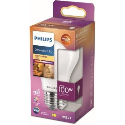 Philips LED žárovka A60 E27 10,5W/100W 1521lm 2200-2700K stmívatelná – Zboží Mobilmania