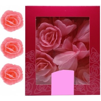 Dekorace oplatková - Růže malá 30 mm, růžová 35 ks